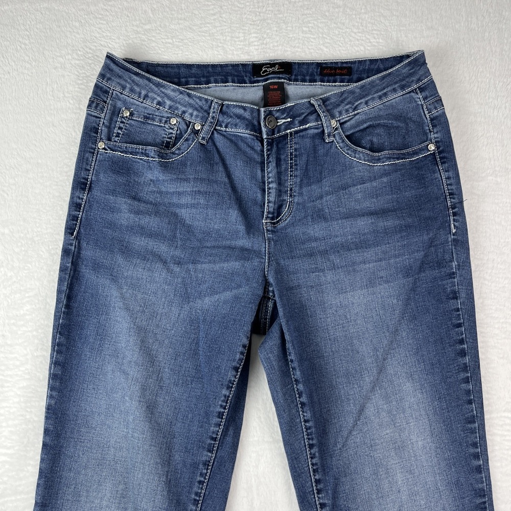 Y2K Earl Slim Bootcut Jeans Womens 16W Blue Denim Cotton Stretch Streetwear